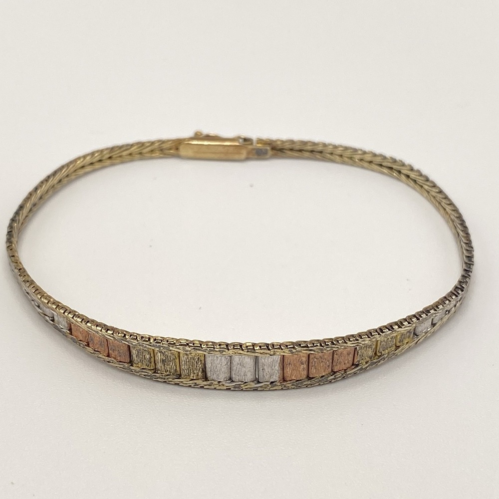 Milor 925 Sterling Silver Bracelet Italy Tri Color Safety Clasp Vintage